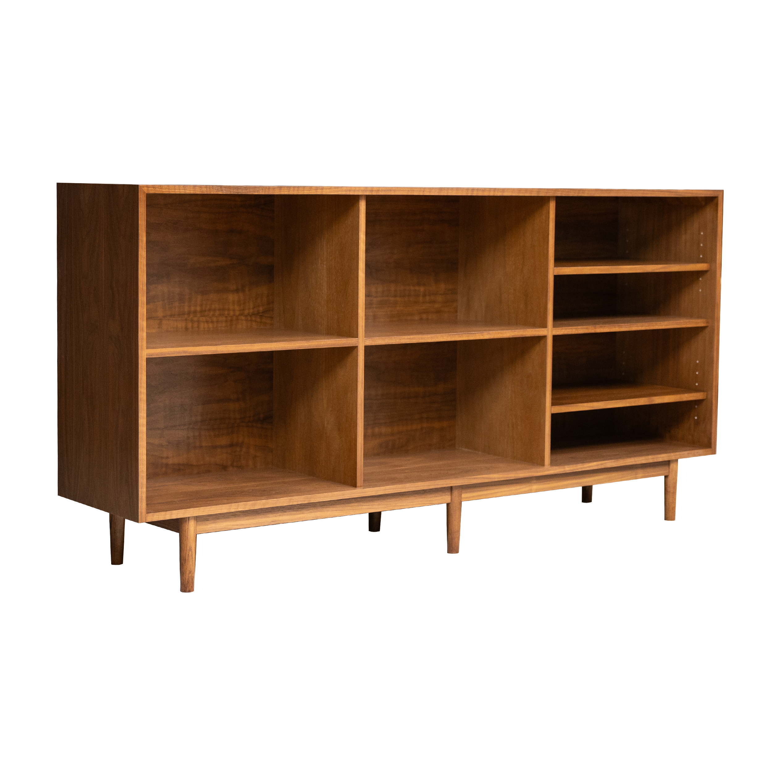 72" 2 x 3 Record Storage Cabinet in Medium Brown with Audio Component Section - Ready to Ship