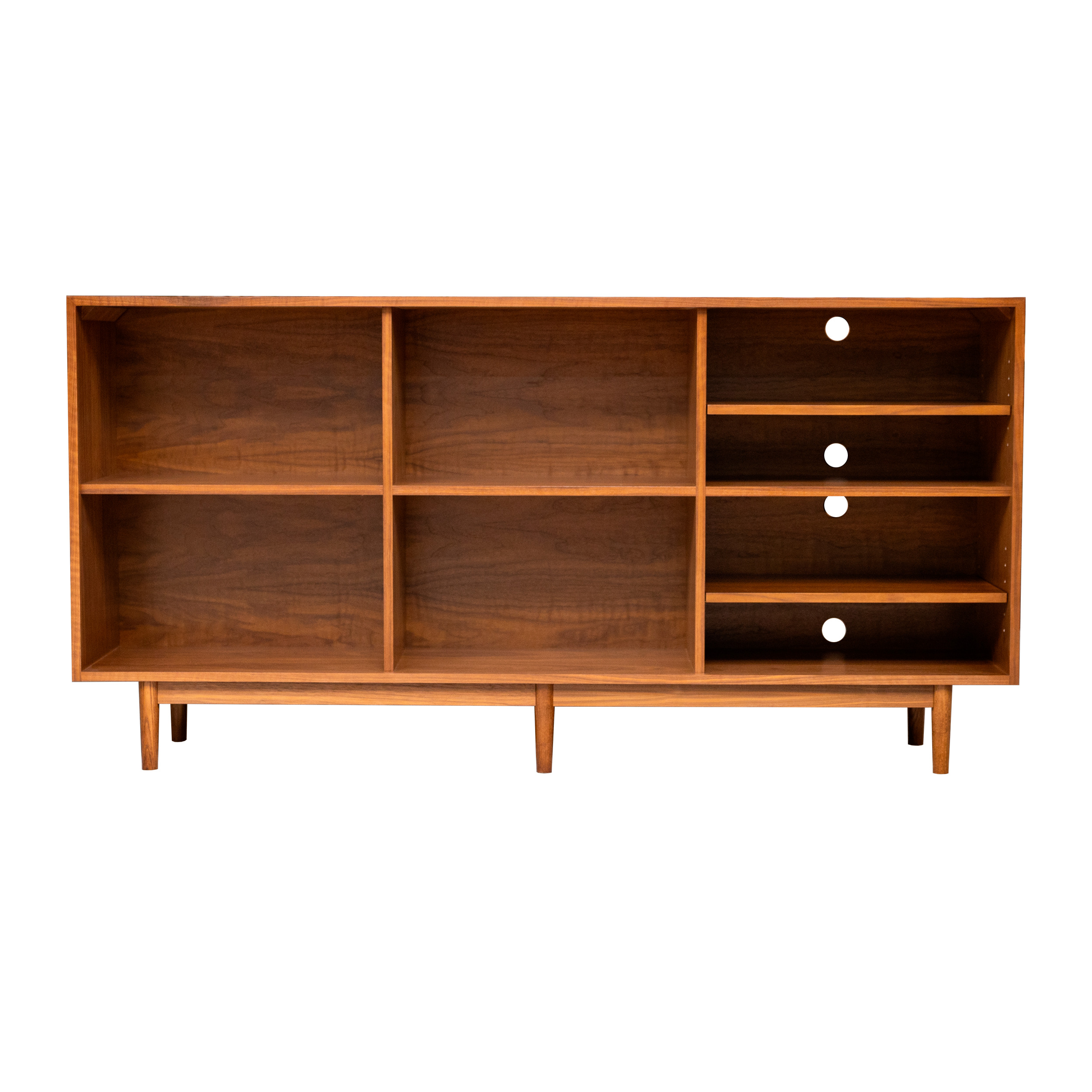 72" 2 x 3 Record Storage Cabinet in Medium Brown with Audio Component Section - Ready to Ship