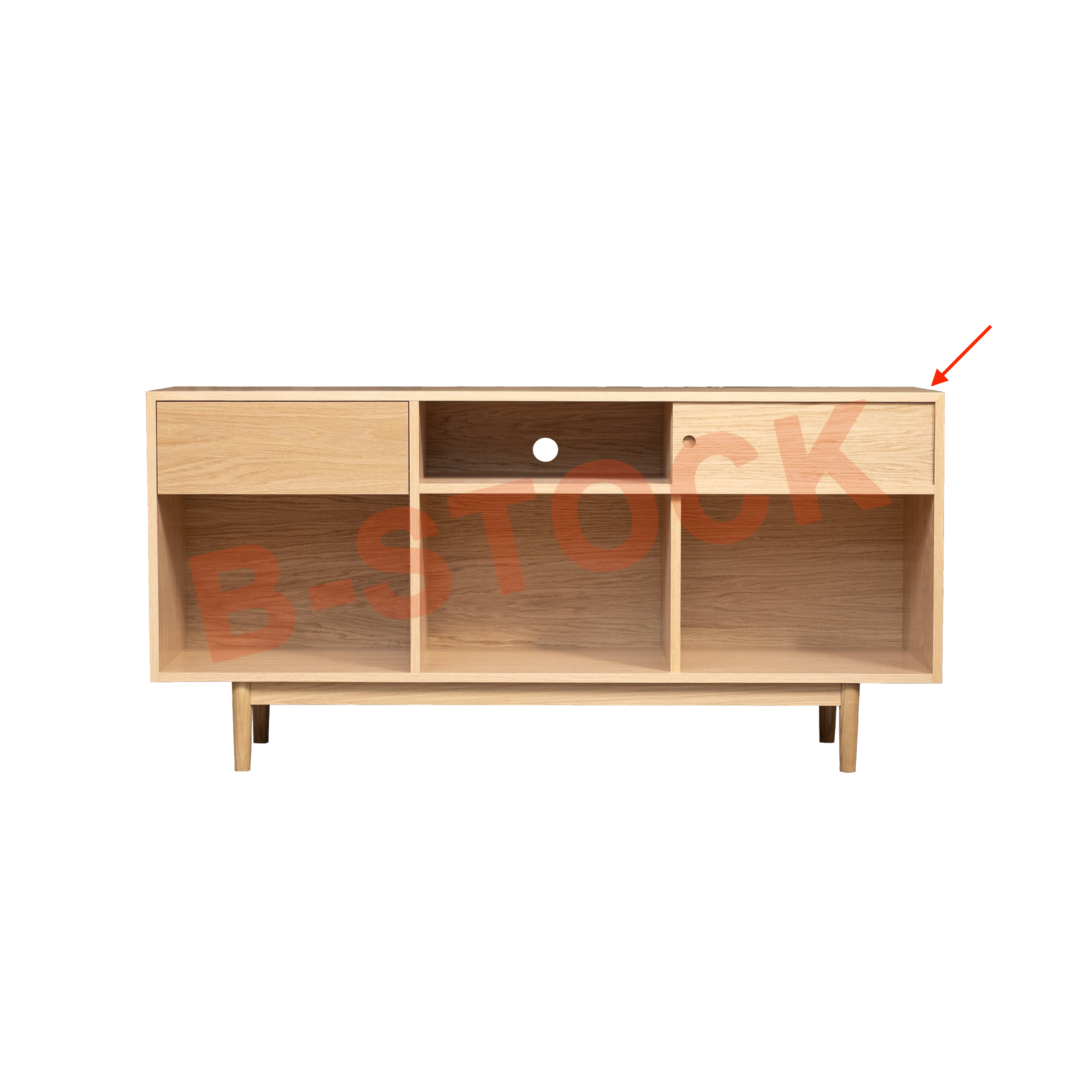 B-STOCK 60" 1 x 3 Combo Record Storage Cabinet in White Oak