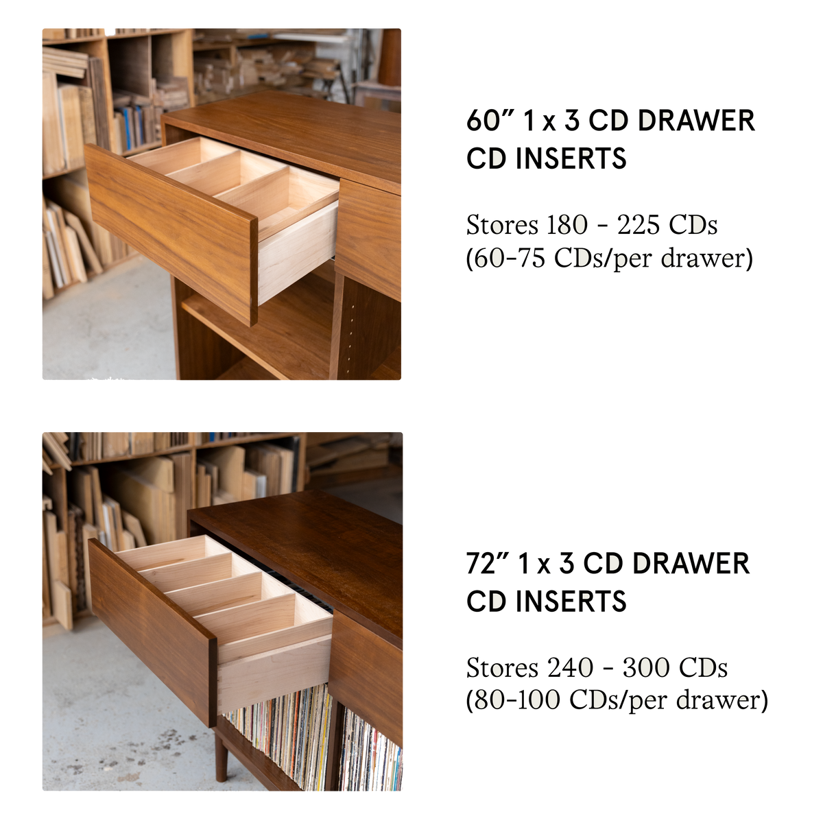1 x 3 CD Drawer Record Storage Cabinet