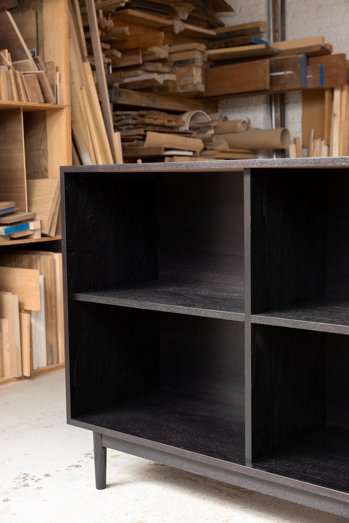 B-STOCK 48.25" 2 x 2 Record Storage Cabinet in Ebonized - Ready to Ship