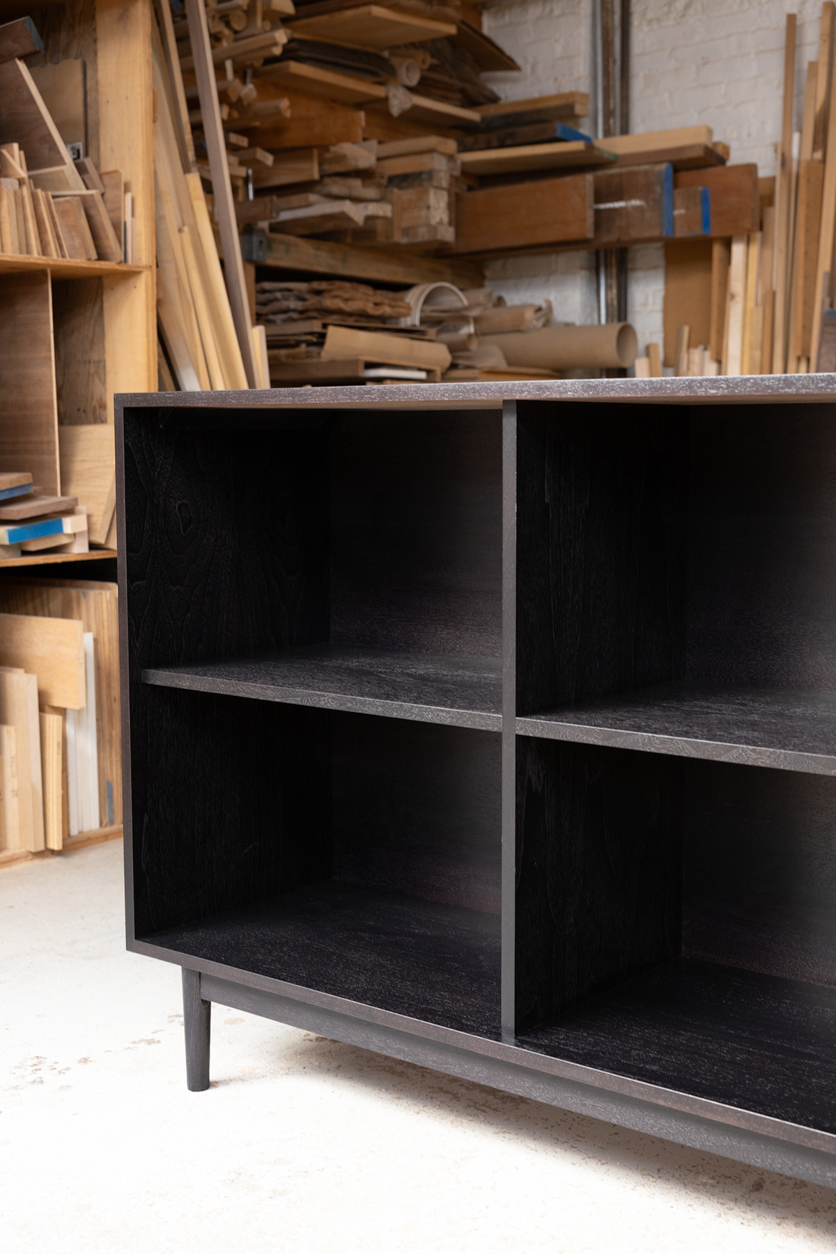 B-STOCK 48.25" 2 x 2 Record Storage Cabinet in Ebonized - Ready to Ship